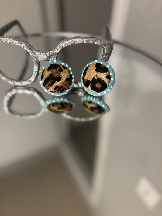 Leopard Blue Button